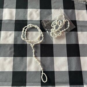 Elegant White Beaded Ankle Bracelet and Foot Jewelry
